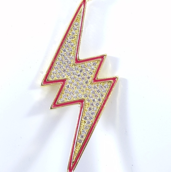 🖤 24" x 3mm Rope Chain + Icy Lighting Bolt - Picture 3 of 8